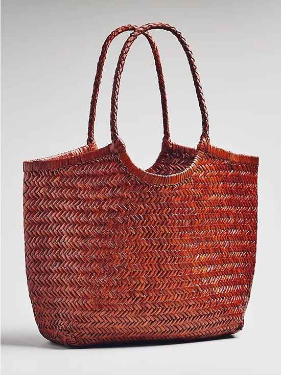 Anthropologie Handbags - Anthropologie Woven Leather Tote Tan Sold Out Style Never Used